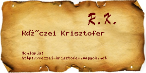 Réczei Krisztofer névjegykártya